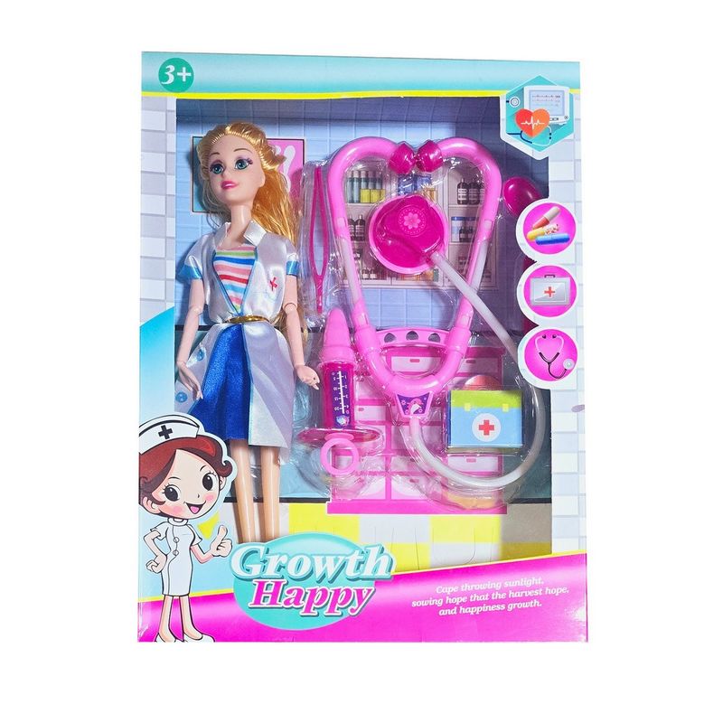 GENERICO - Muñeca Doctora Bata Enfermera Estetoscopio Juguete Niñas
