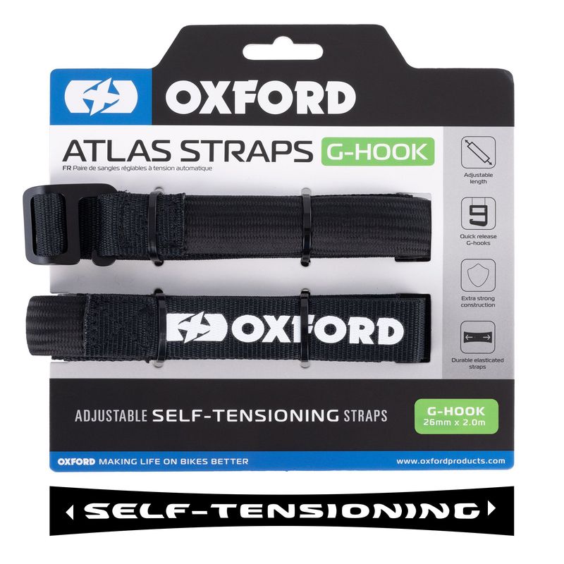 OXFORD - CORREAS DE AMARRE STRAPS OXFORD ATLAS G-HOOK 26MM X 2.0 M NEGRO