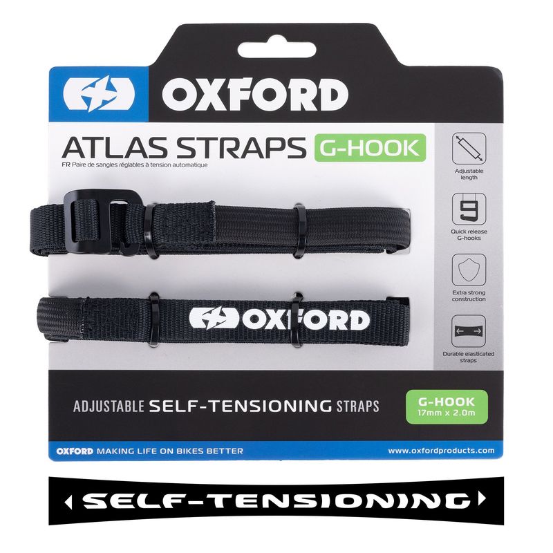 OXFORD - CORREAS DE AMARRE STRAPS OXFORD ATLAS G-HOOK 17MM X 2.0 M NEGRO