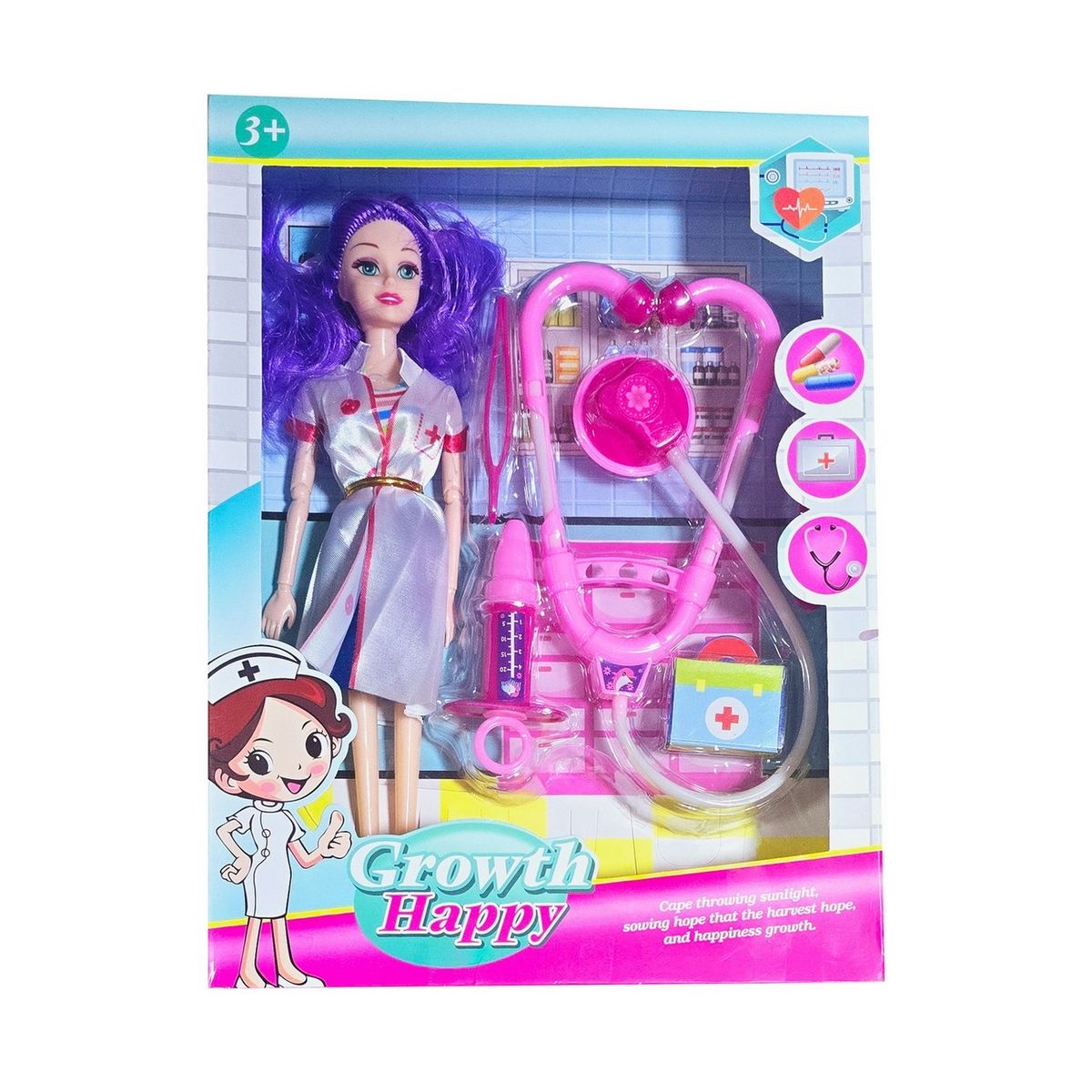 GENERICO - Muñeca Doctora Bata Enfermera Estetoscopio Juguete Niñas