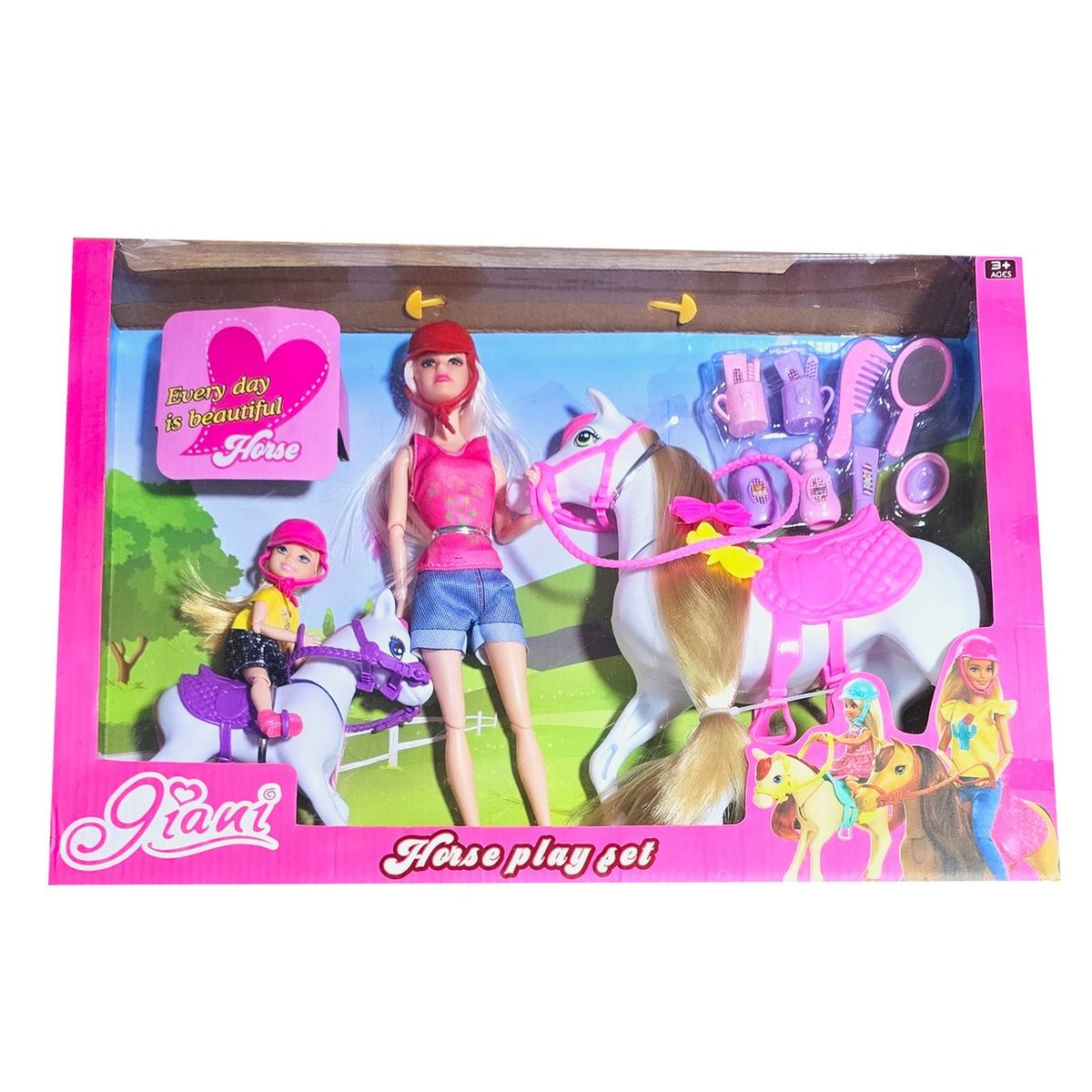 GENERICO - Muñeca Jineta Caballo Cuidado Accesorios Juguete Niñas