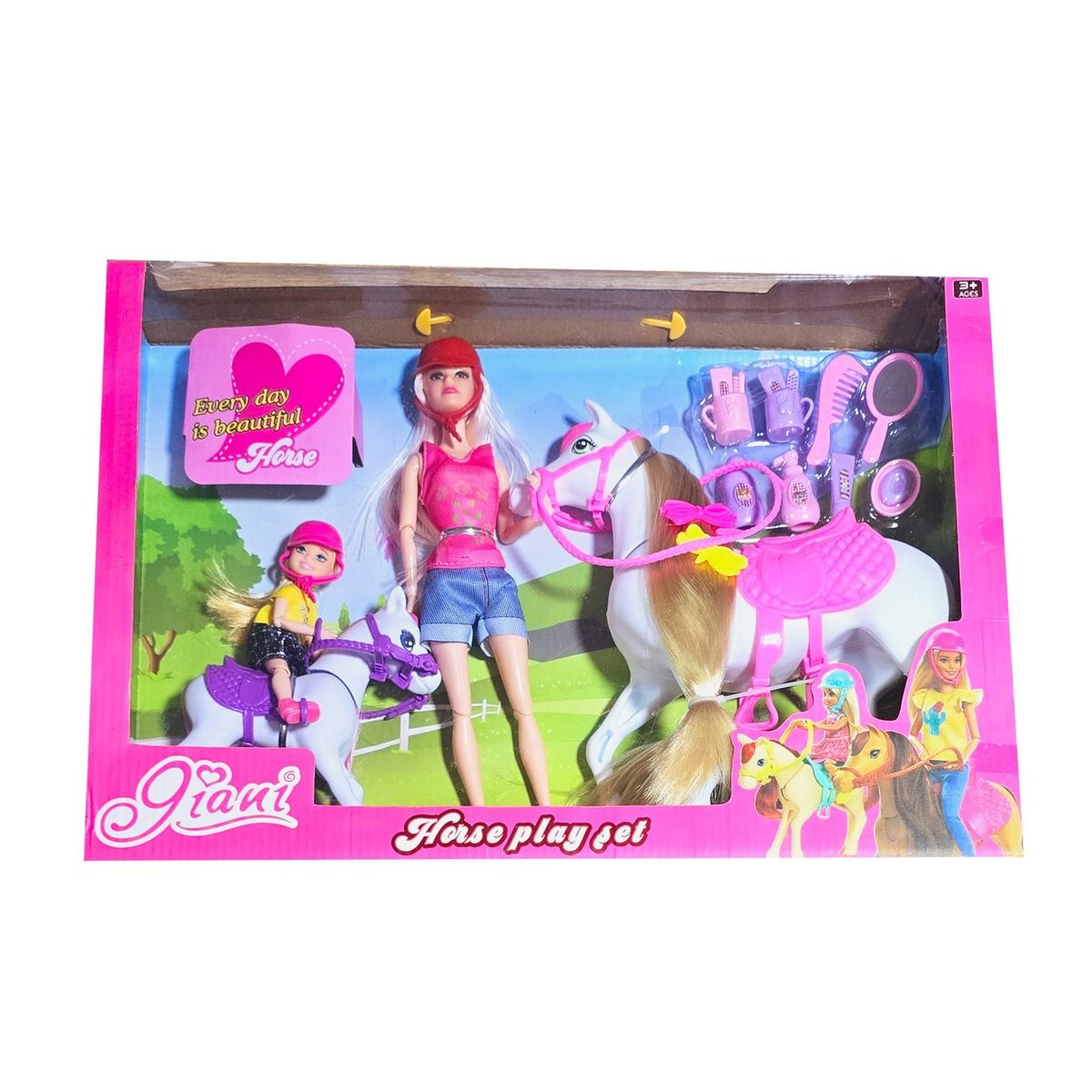 GENERICO - Muñeca Jineta Caballo Cuidado Accesorios Juguete Niñas