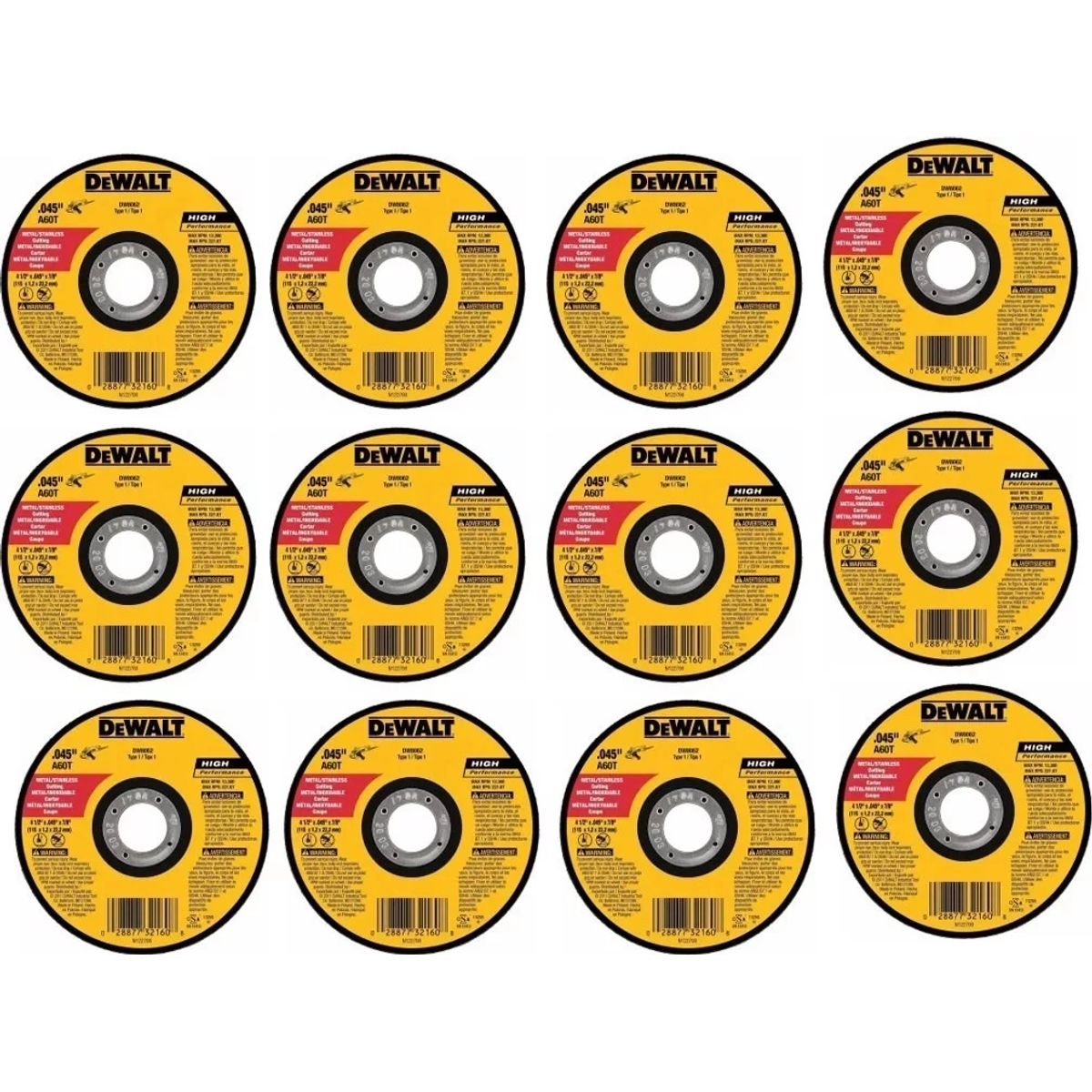 DEWALT - Disco de corte para pulidora de 4,5p X 12 unidades promo