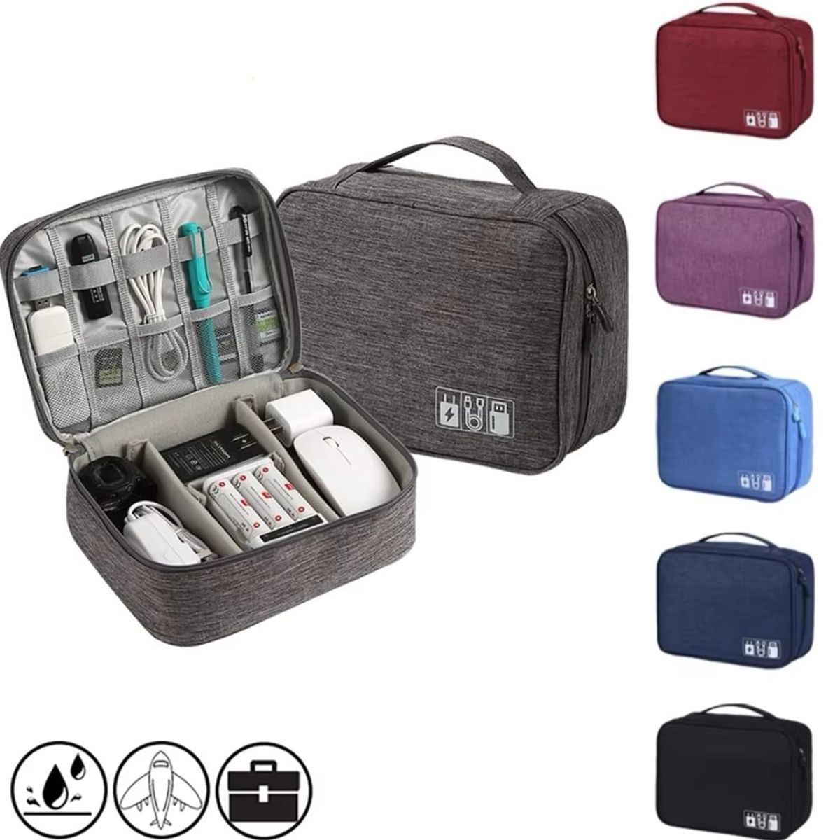 GENERICO - Estuche Organizador Cables Bolsa Viaje Almacenar Color Gris