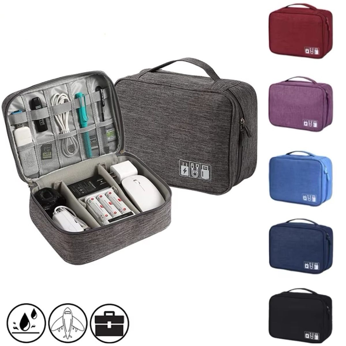 GENERICO - Estuche Organizador Cables Bolsa Viaje Almacenar Color Gris