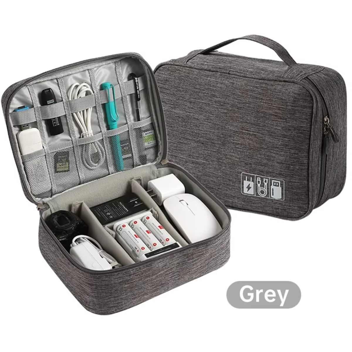 GENERICO - Estuche Organizador Cables Bolsa Viaje Almacenar Color Gris