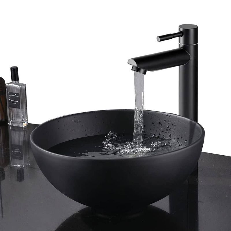 GENERICO - Kit Completo Lavamanos Negro Ebano -sifón -grifo Agua Fría