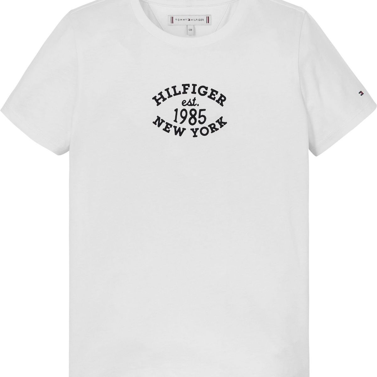 TOMMY HILFIGER - Camiseta Blanca Con Logo Monotipo Hilfiger NYC Para Niña Tommy Hilfiger