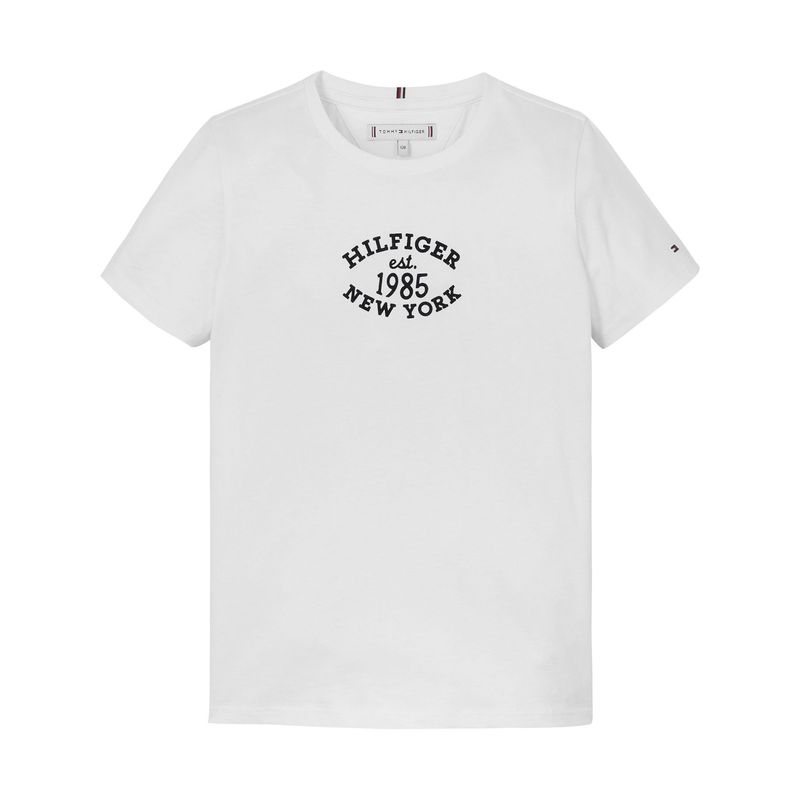 TOMMY HILFIGER - Camiseta Blanca Con Logo Monotipo Hilfiger NYC Para Niña Tommy Hilfiger