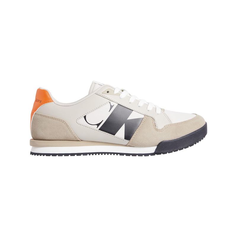CALVIN KLEIN - Tenis beige runner con gamuza Calvin Klein