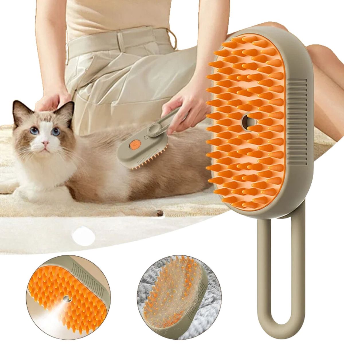 GENERICO - Cepillo Vapor Para Perros Y Gatos Peine Quita Pelo Vaporizador