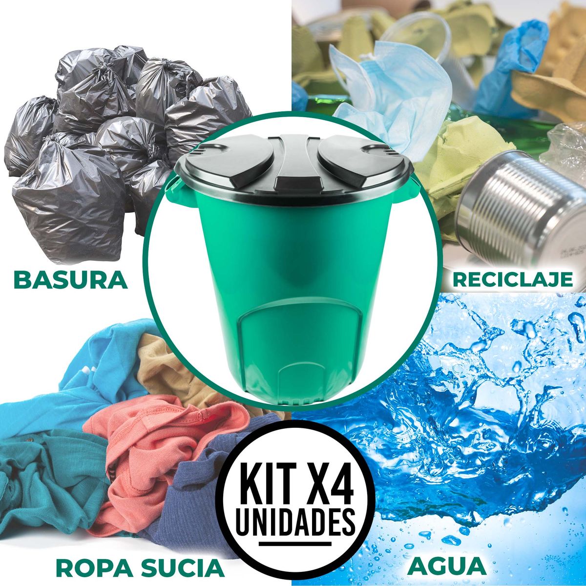 ENERGY PLUS - Combo x4 Tanque Plástico Multiusos 120L - Almacenar Agua