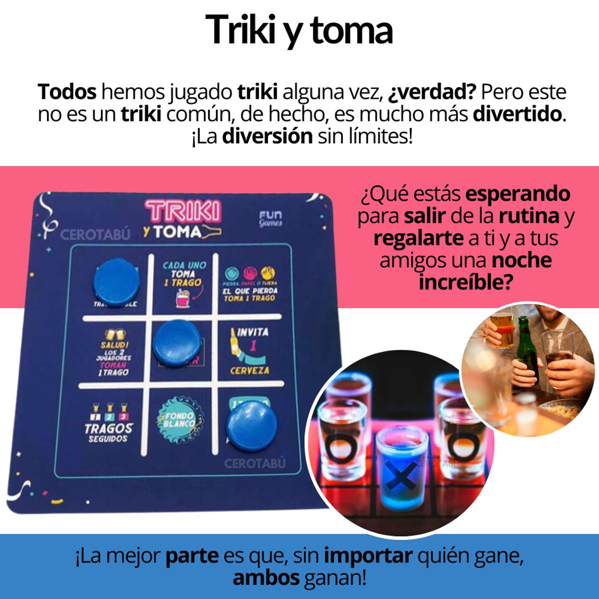 GENERICO - Juego De Mesa Adultos Triki Y Toma Para Parejas Para Beber
