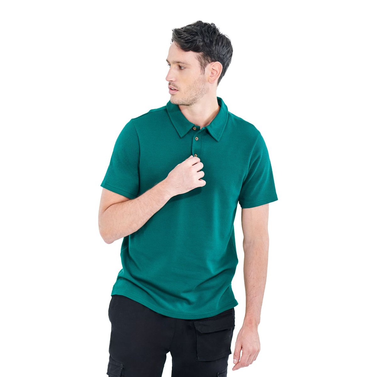 BELIFE - Camiseta Tipo Polo Verde.-