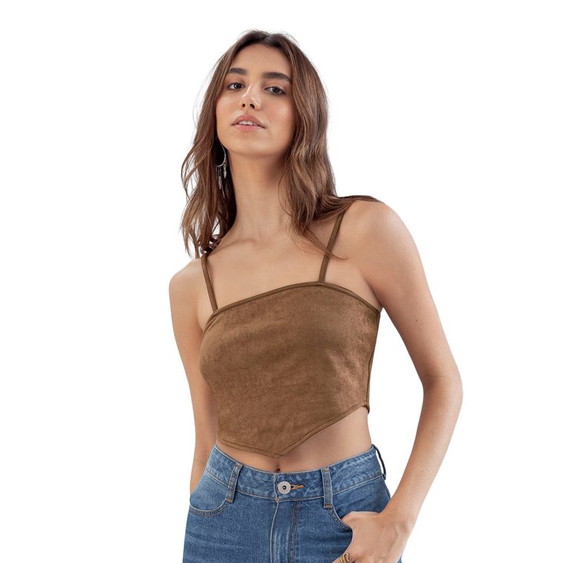 LEONISA - Leonisa Crop top con ruedo tipo pañoleta