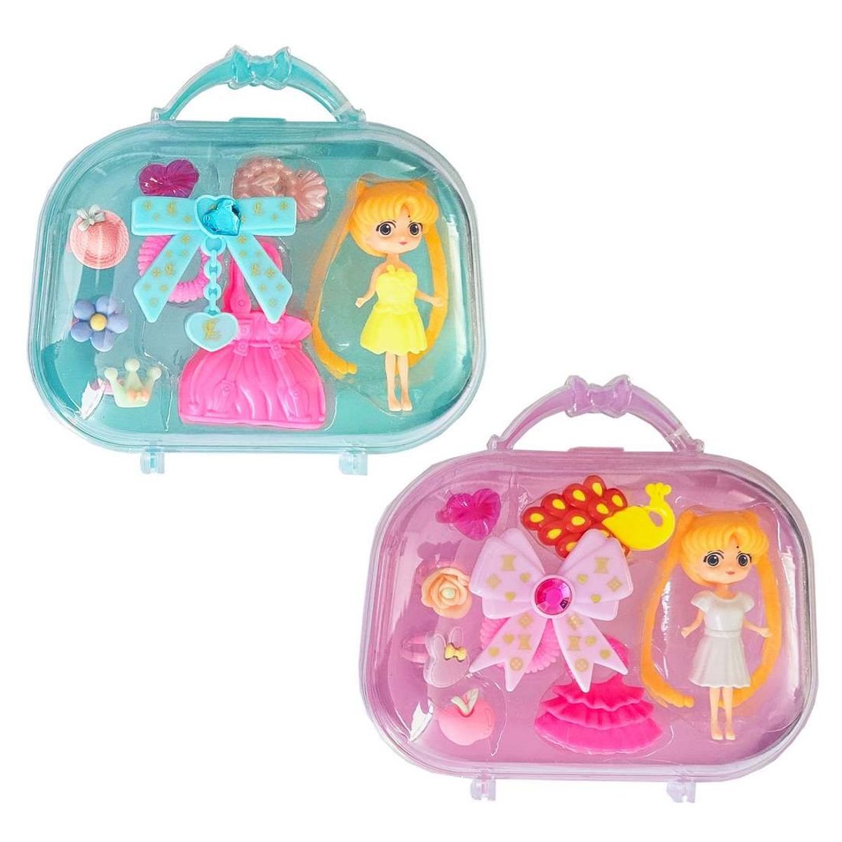 GENERICO - Muñeca Accesorios Anillos Bolso Maleta Juguete X 2 Unidades