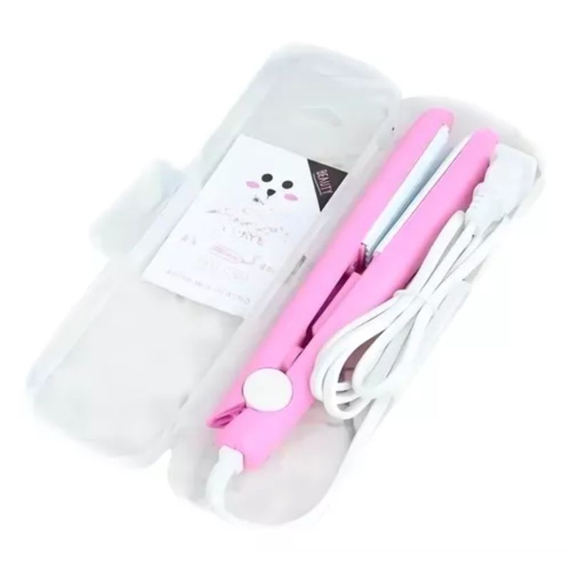 GENERICO - Plancha Pequeña Viajera Para Cabello Placas Cerámica Estuche