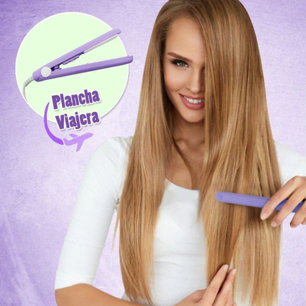 GENERICO - Plancha Pequeña Viajera Para Cabello Placas Cerámica Estuche
