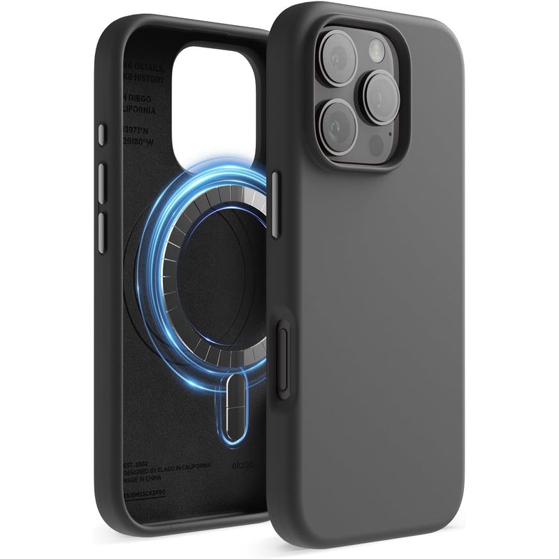 ELAGO - ELAGO Estuche Compatible iPhone 16 Pro Magsafe Silicone Negro