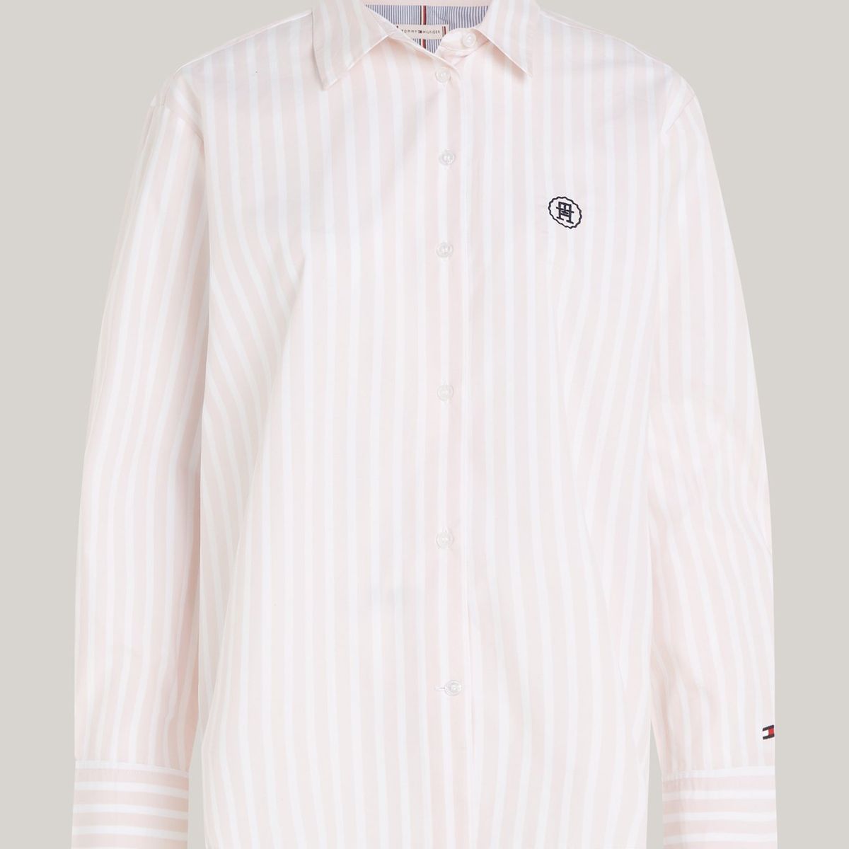 TOMMY HILFIGER - Camisa rosada de rayas con monograma TH Tommy Hilfiger