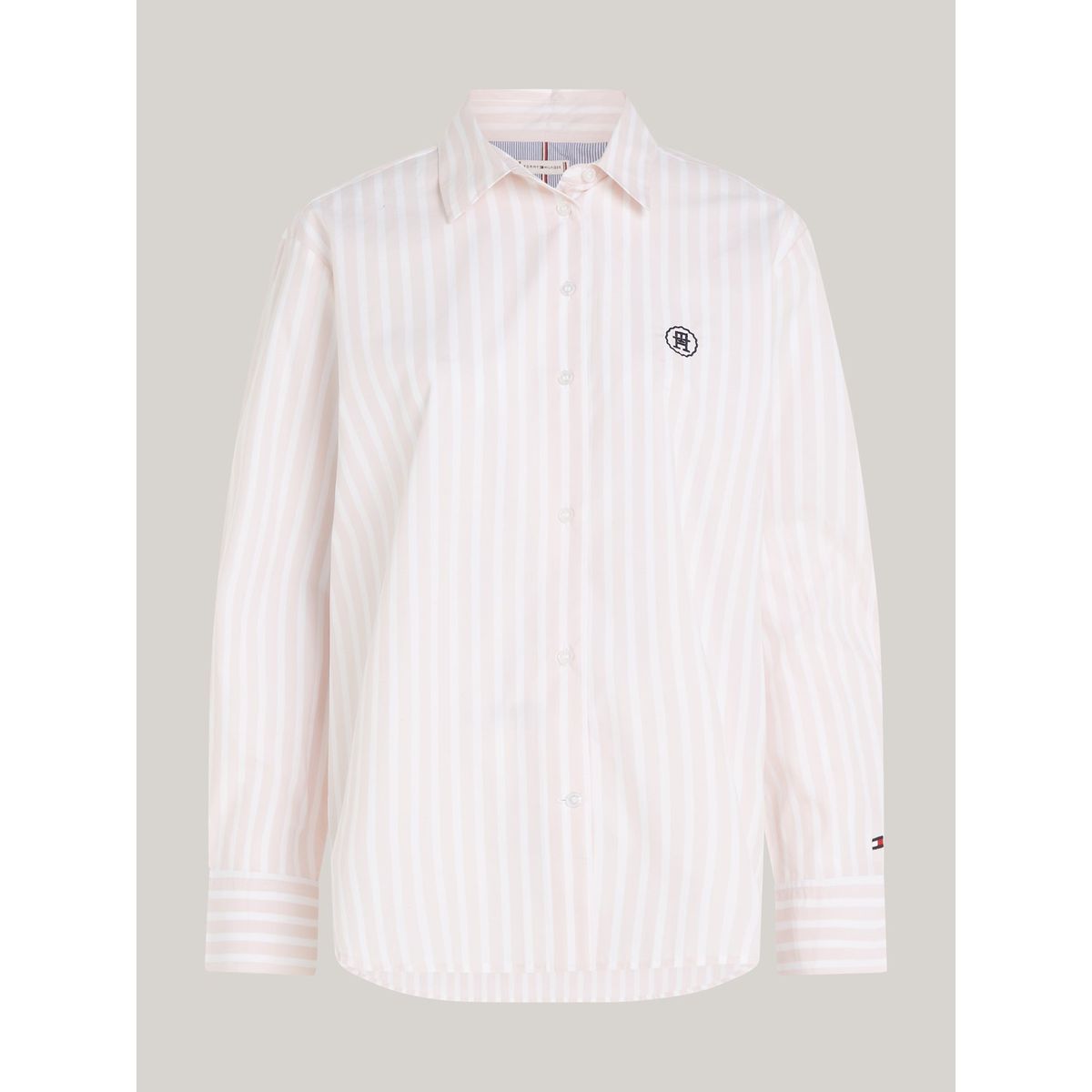 TOMMY HILFIGER - Camisa rosada de rayas con monograma TH Tommy Hilfiger