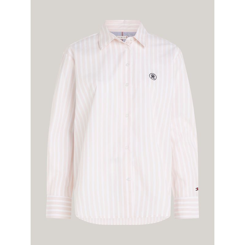 TOMMY HILFIGER - Camisa rosada de rayas con monograma TH Tommy Hilfiger