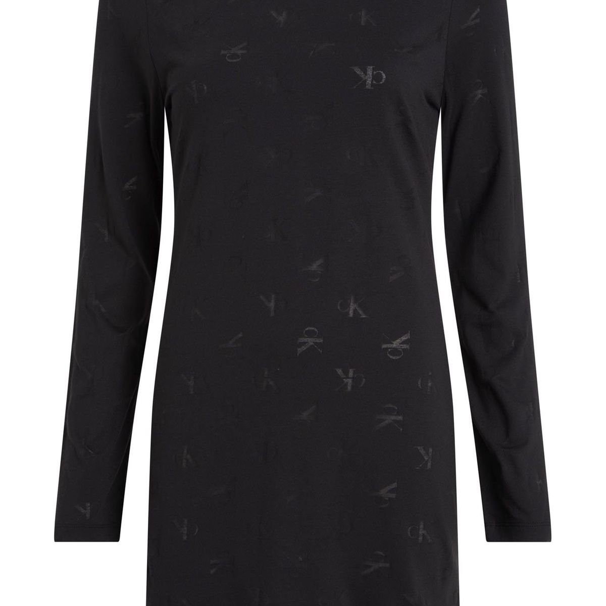 CALVIN KLEIN - Vestido negro mini con estampado de monograma tonal Calvin Klein
