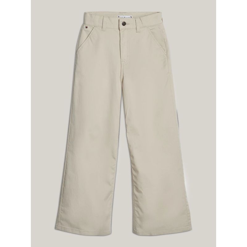 TOMMY HILFIGER - Pantalón Niña Beige Chino Essential Con Pierna Ancha Tommy Hilfiger