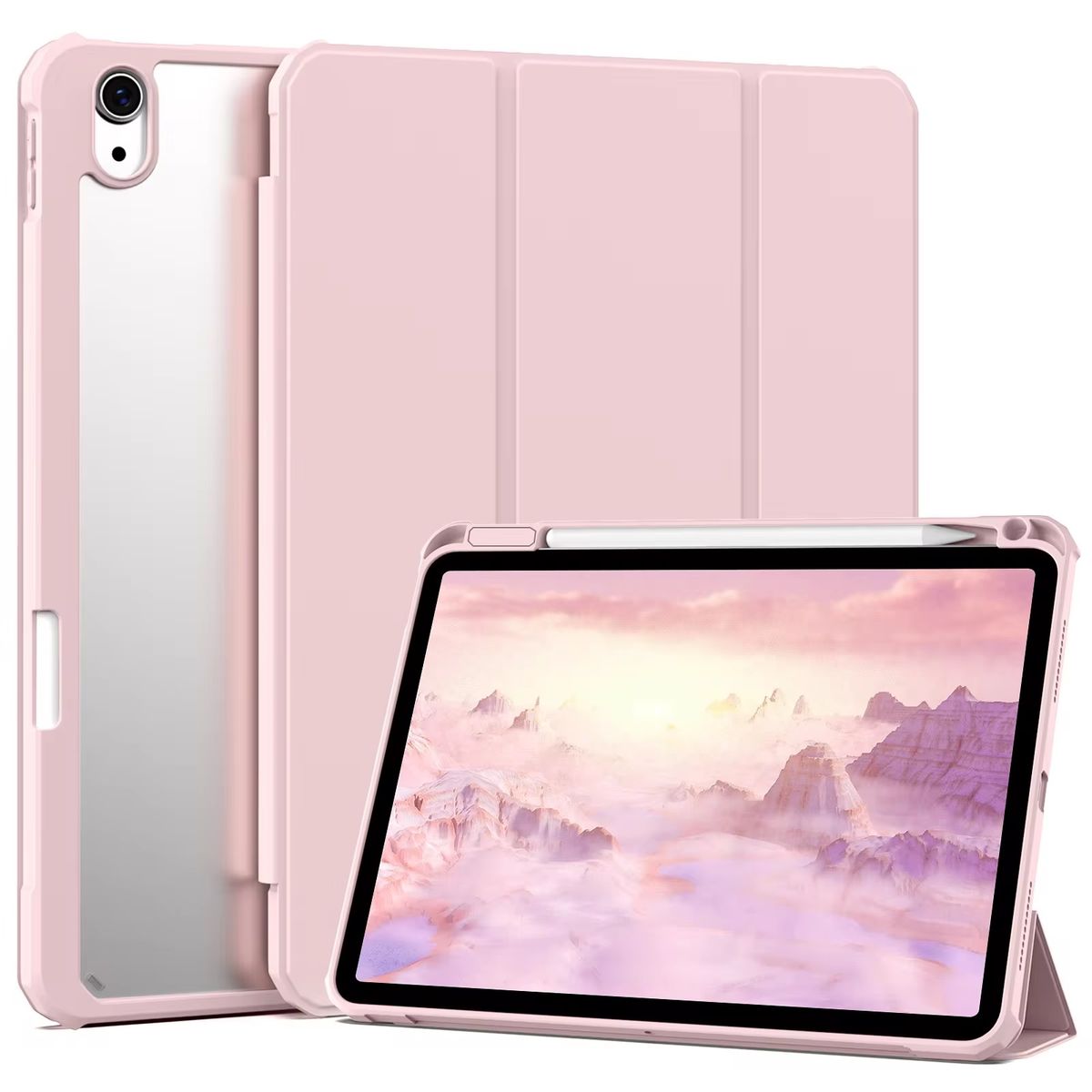 GENERICO - Estuche Protector Smart Clear Magnético Para Ipad 10.2 7a, 8a, 9a Generación - Color Rosado