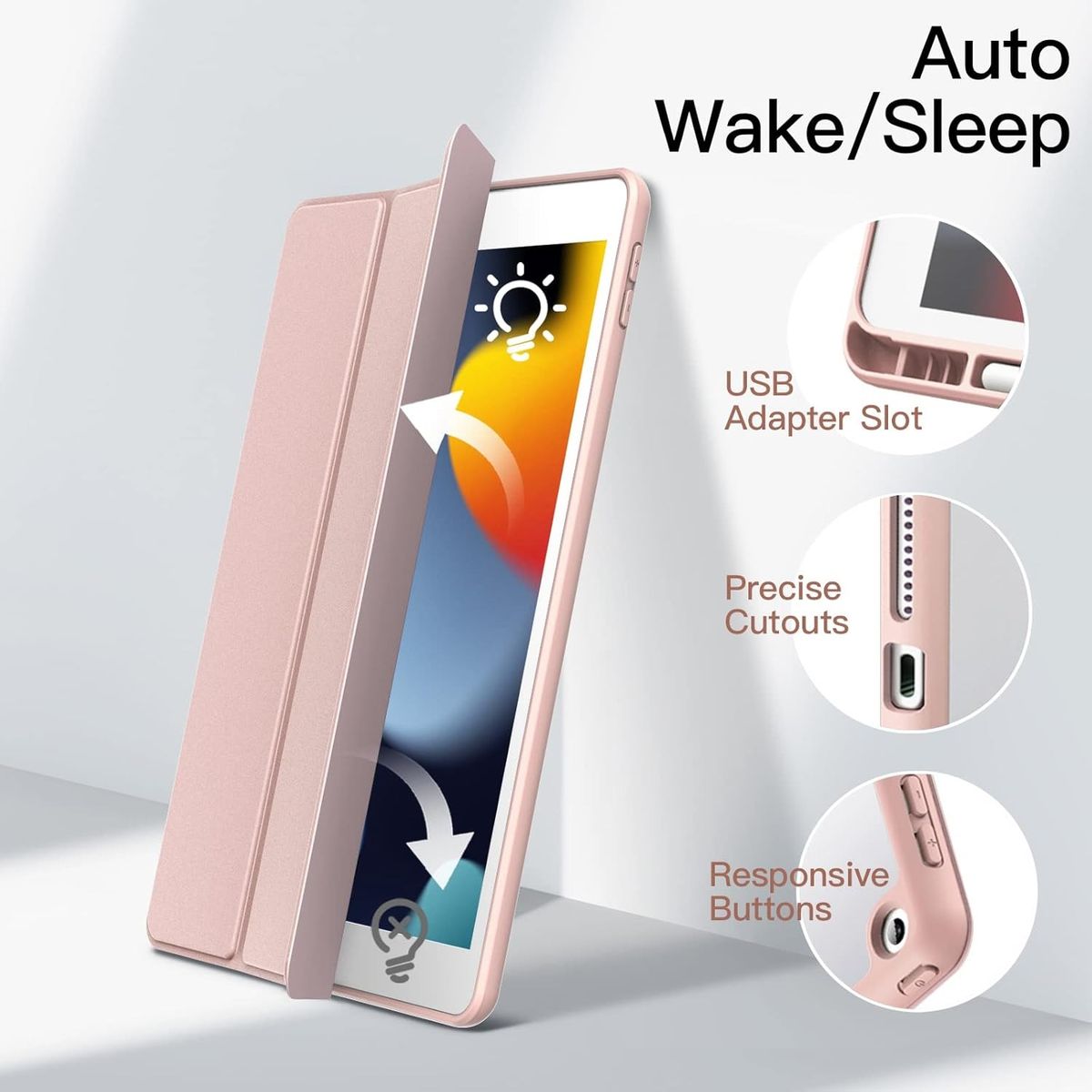 GENERICO - Estuche Protector Smart Clear Magnético Para Ipad 10.2 7a, 8a, 9a Generación - Color Rosado