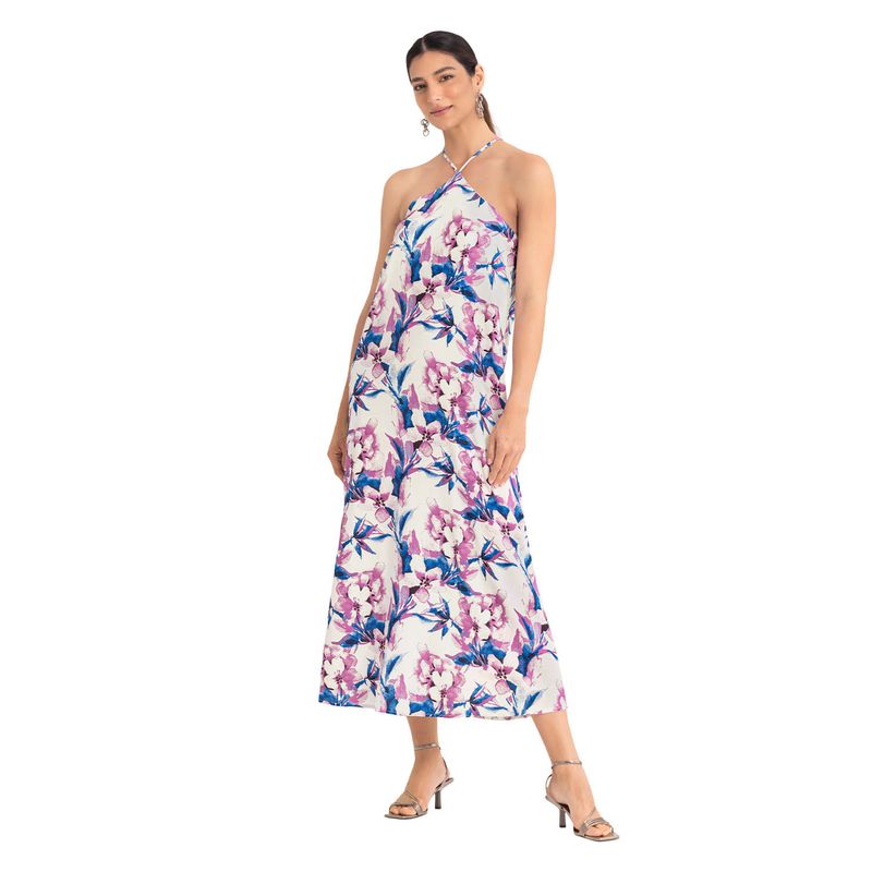 LEONISA - Leonisa Vestido largo cuello halter de silueta en A