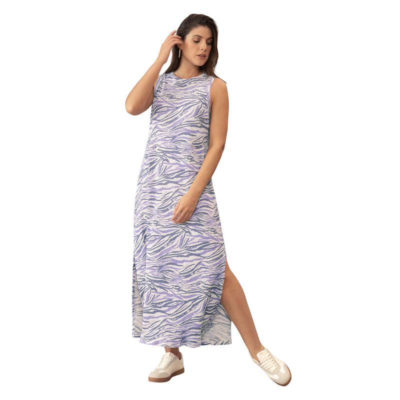 LEONISA - Leonisa Vestido largo manga sisa cuello redondo aberturas laterales