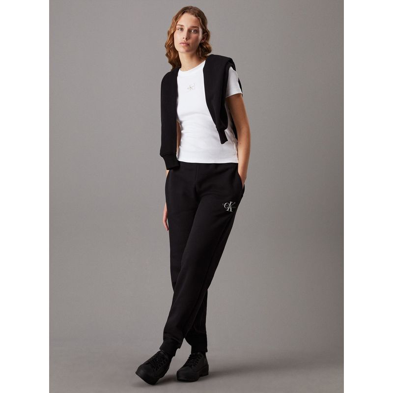 CALVIN KLEIN - Pantalón negro de chándal holgado de felpa con monograma Calvin Klein