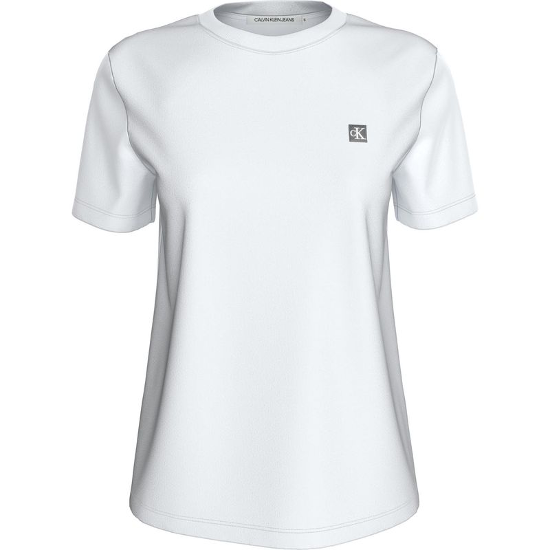 CALVIN KLEIN - Camiseta blanca de algodón con insignia Calvin Klein