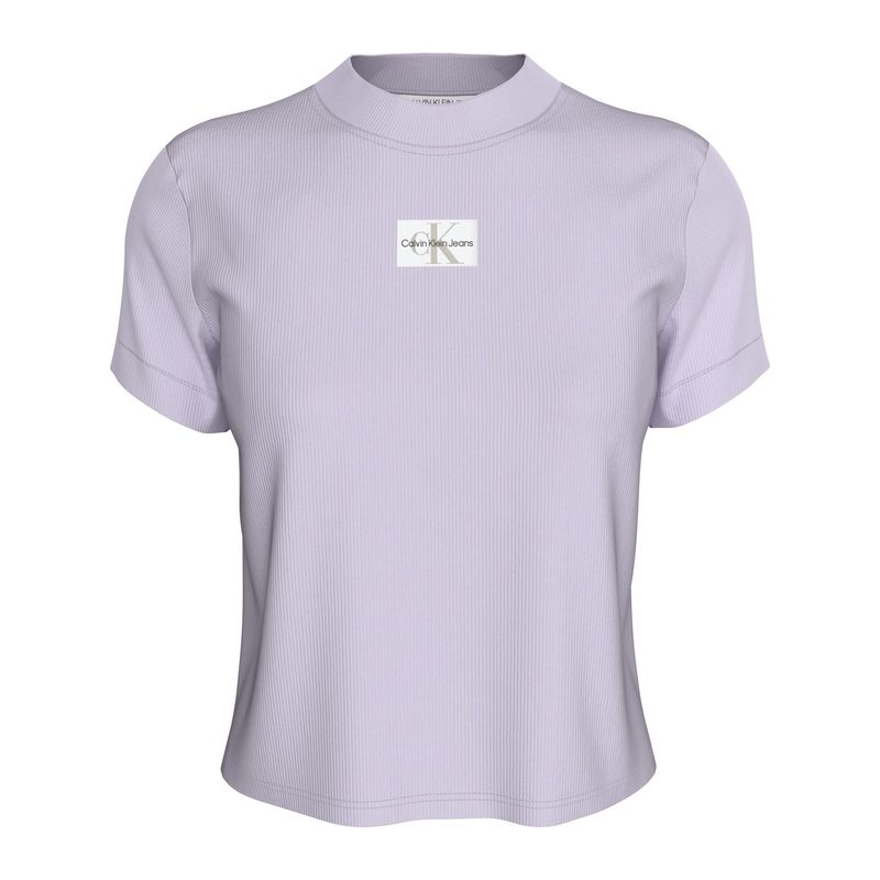 CALVIN KLEIN - Camiseta Morado Slim de Canalé de Algodón Calvin Klein