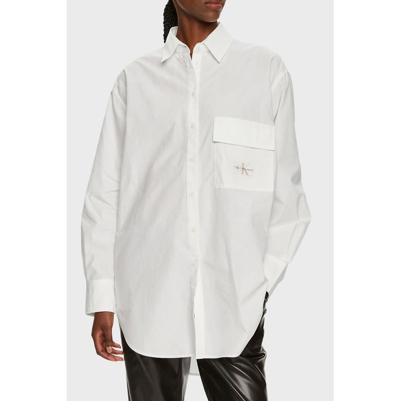 CALVIN KLEIN - Camisa blanca utility oversized de algodón Calvin Klein