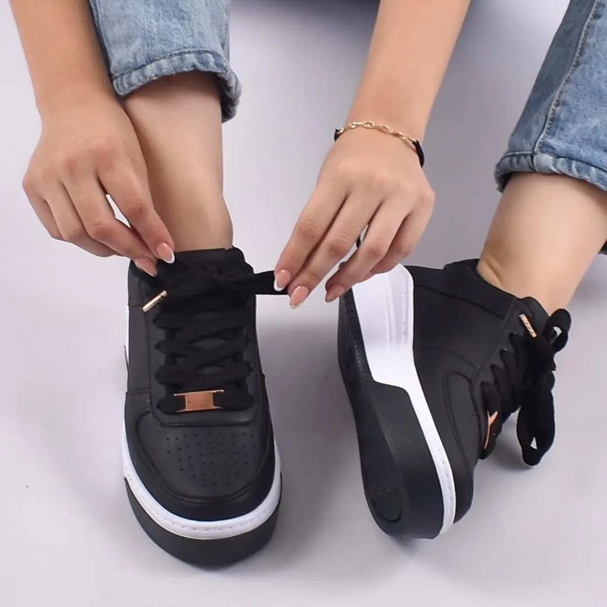 EVEGONZ - Zapatos Urbanos Cómodos Tenis Negro Dama