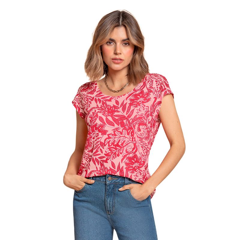 LEONISA - Leonisa Camiseta manga corta estampada silueta semiajustada para mujer