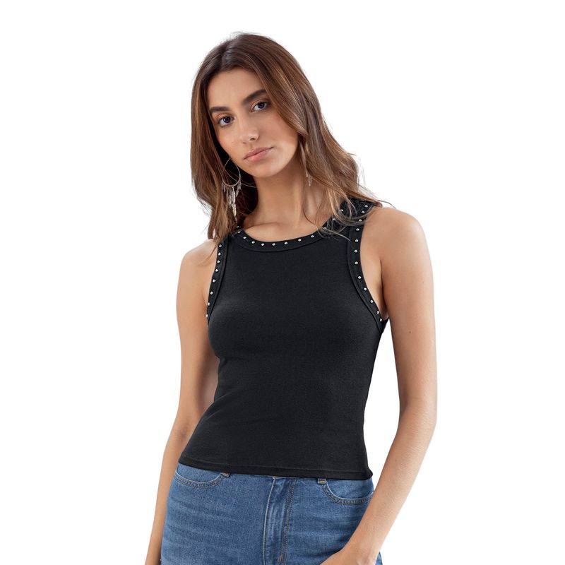 LEONISA - Leonisa Camiseta manga sisa con taches en cuello y sisa