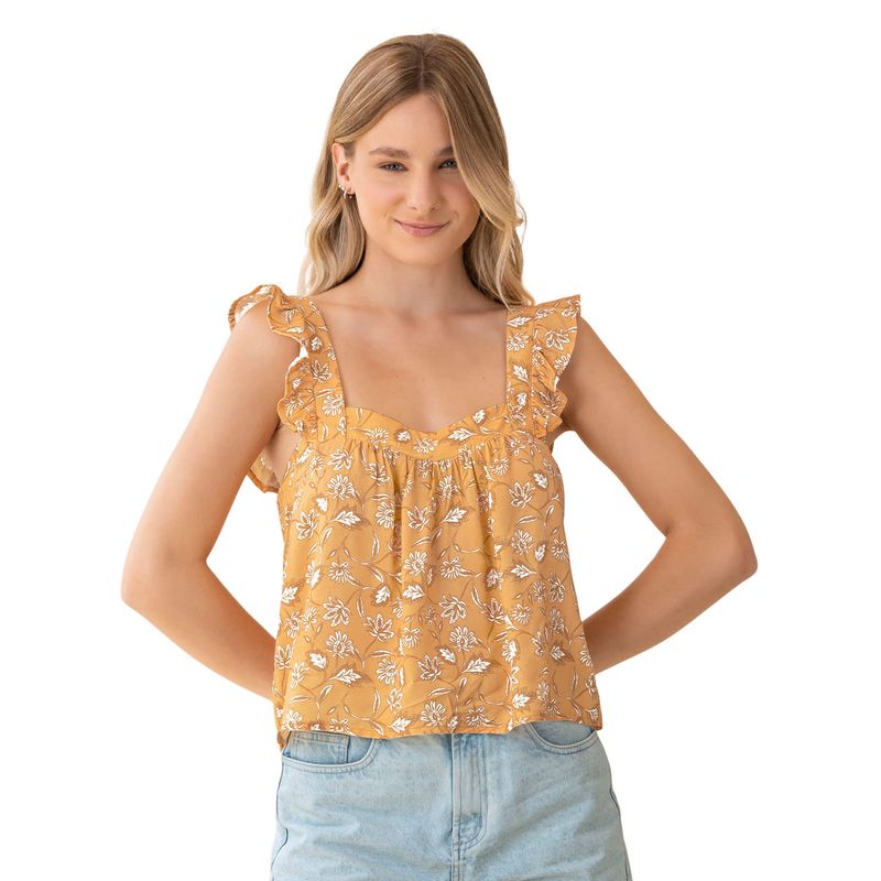 LEONISA - Leonisa Blusa de tiritas y cuello cuadrado