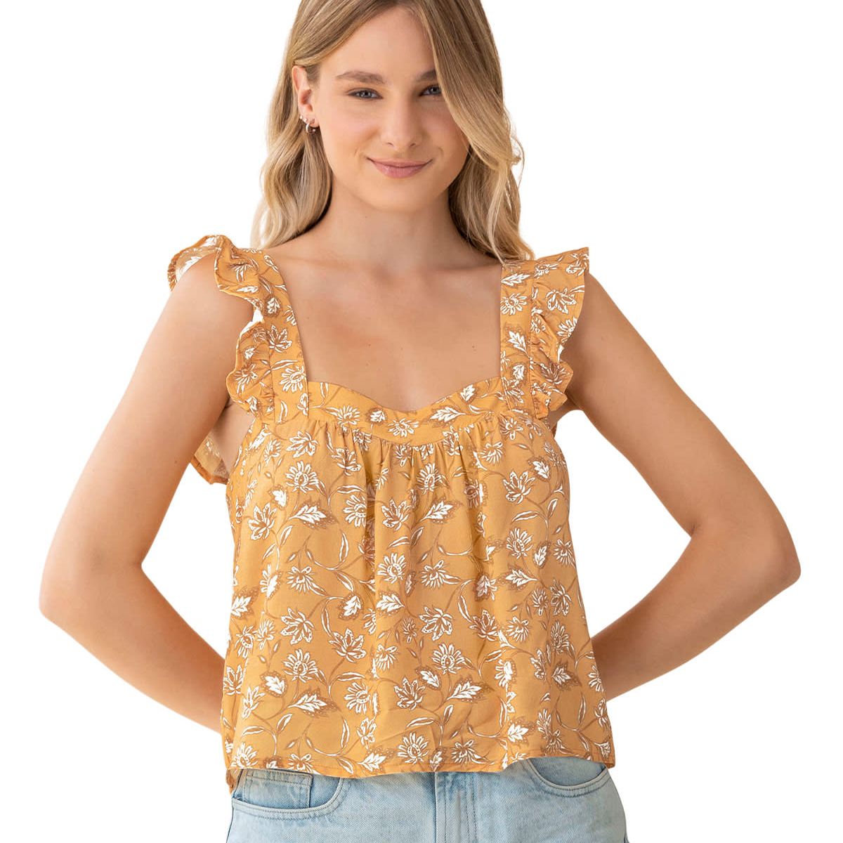 LEONISA - Leonisa Blusa de tiritas y cuello cuadrado