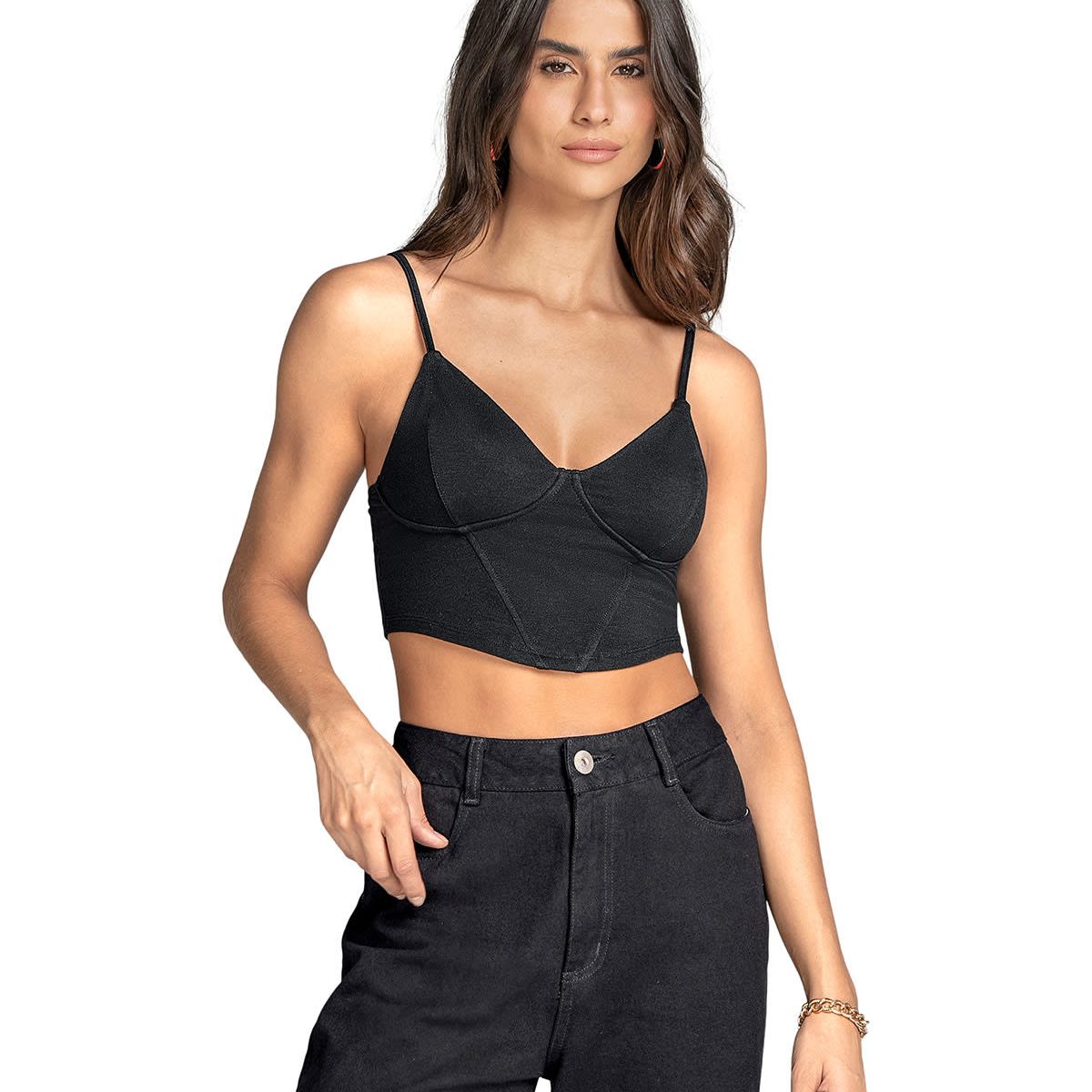 LEONISA - Leonisa Blusa crop top tipo corset con cargaderas ajustables