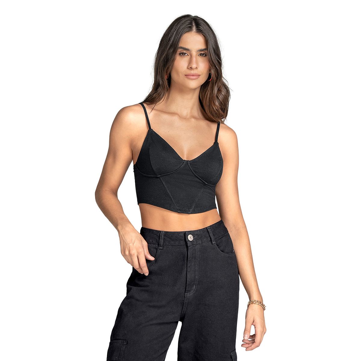 LEONISA - Leonisa Blusa crop top tipo corset con cargaderas ajustables