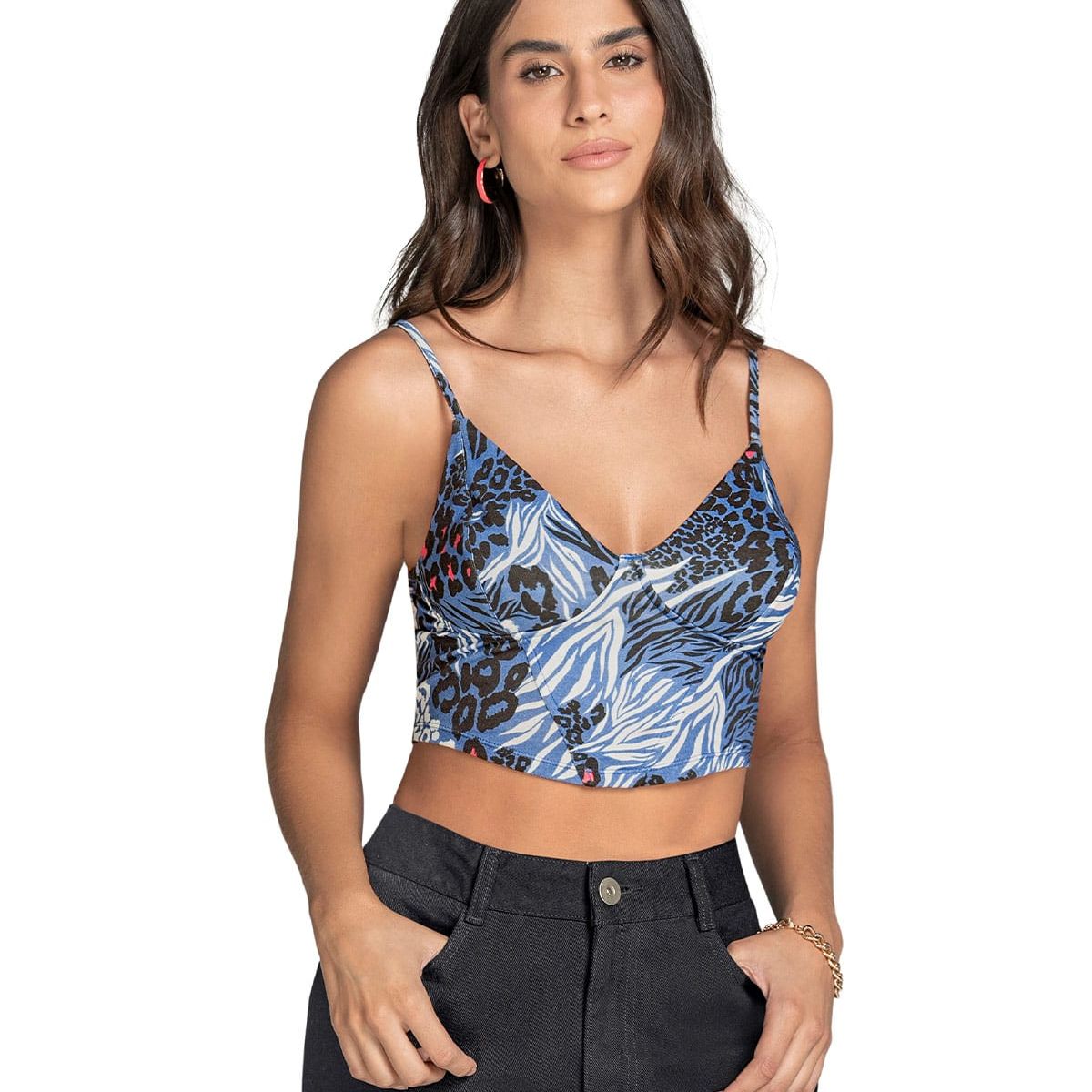 LEONISA - Leonisa Blusa crop top tipo corset con cargaderas ajustables