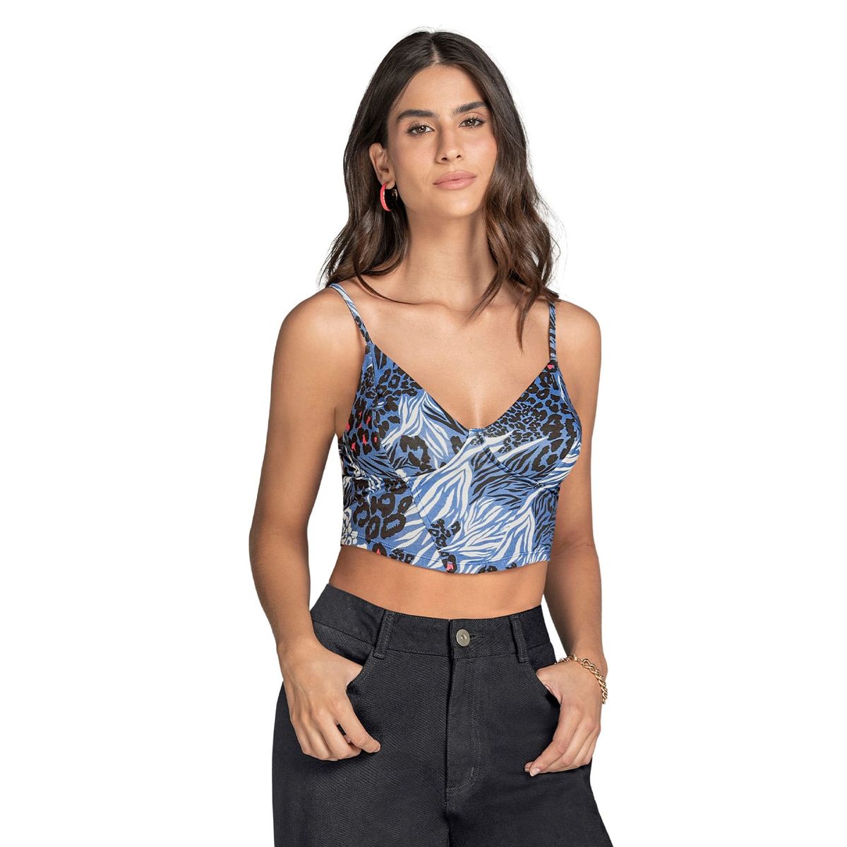 LEONISA - Leonisa Blusa crop top tipo corset con cargaderas ajustables