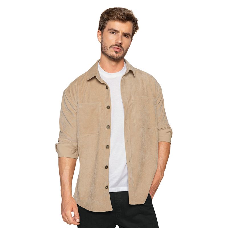 LEO - Leo Camisa manga larga tipo corduroy