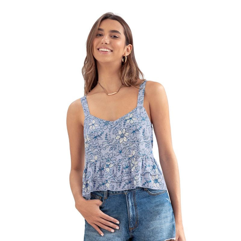 LEONISA - Leonisa Blusa de tiritas con escote en V y boleros en ruedo