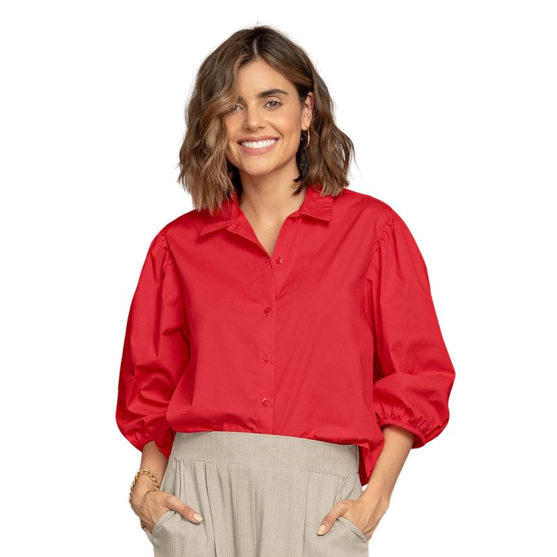 LEONISA - Leonisa Blusa manga 34 con botones y elástico en puños