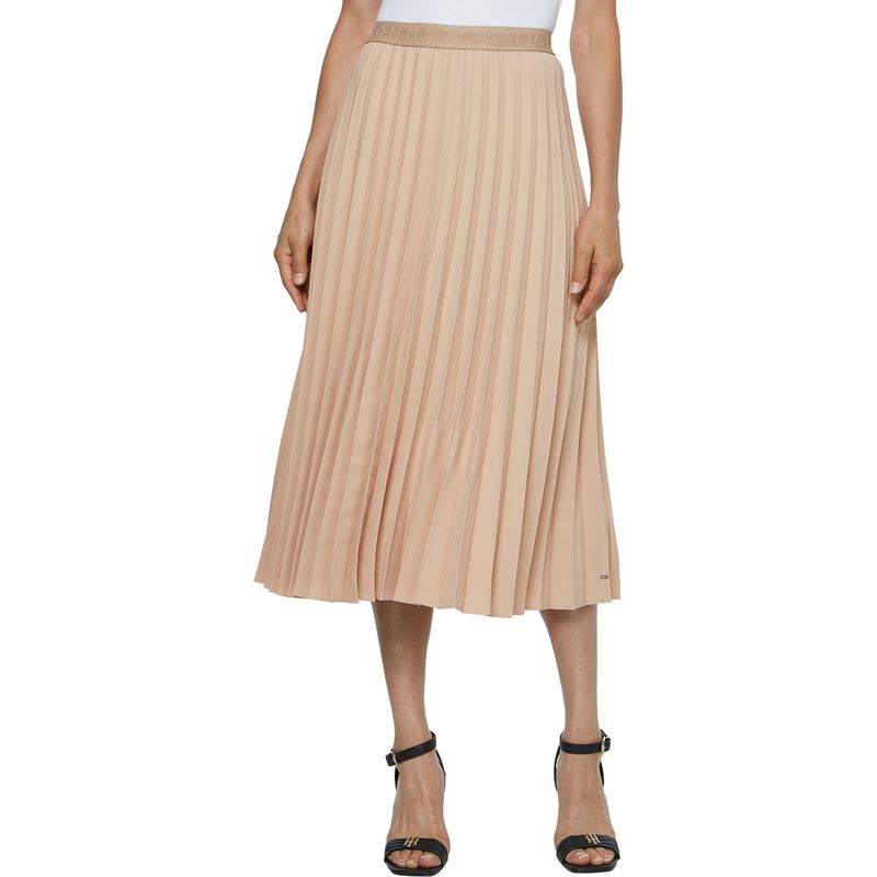 TOMMY HILFIGER - Falda Beige Midi Plisada Para Mujer Tommy Hilfiger