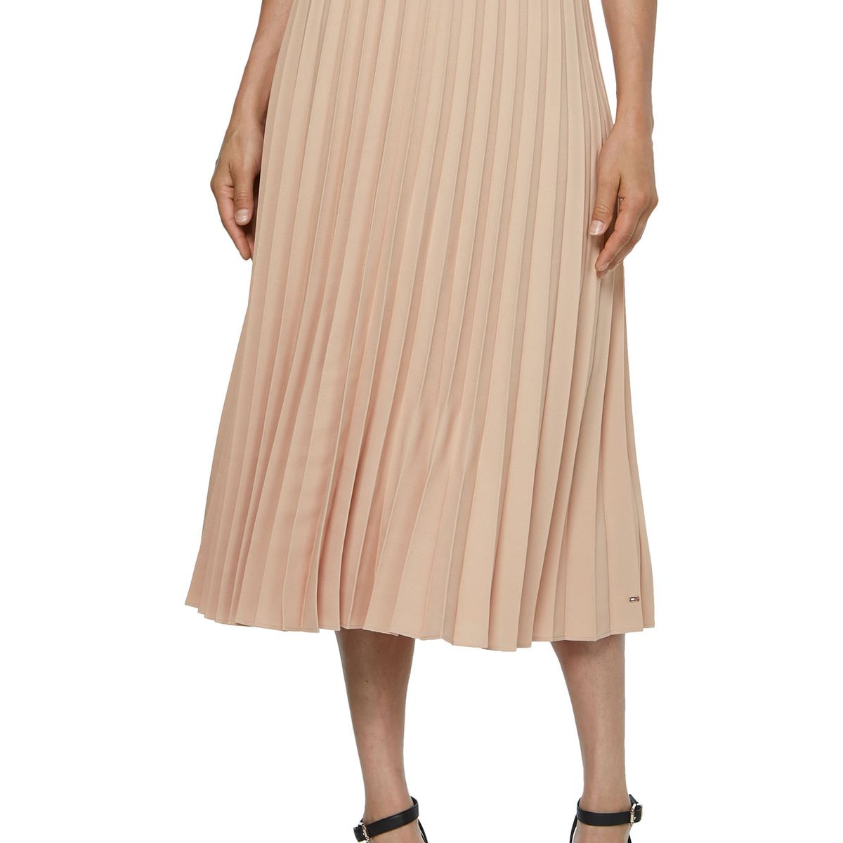 TOMMY HILFIGER - Falda Beige Midi Plisada Para Mujer Tommy Hilfiger
